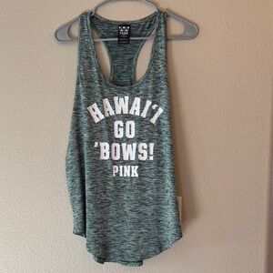 PINK Victoria's Secret Heathered Green Tank Top Hawaii Bows Fitness